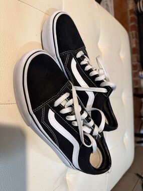 Vans Black and White Low-Top Skate Sneakers